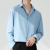 Men's Summer Solid Color Simple Ice Silk Long Sleeve Shirt Loose Draped Handsome Casual Tops