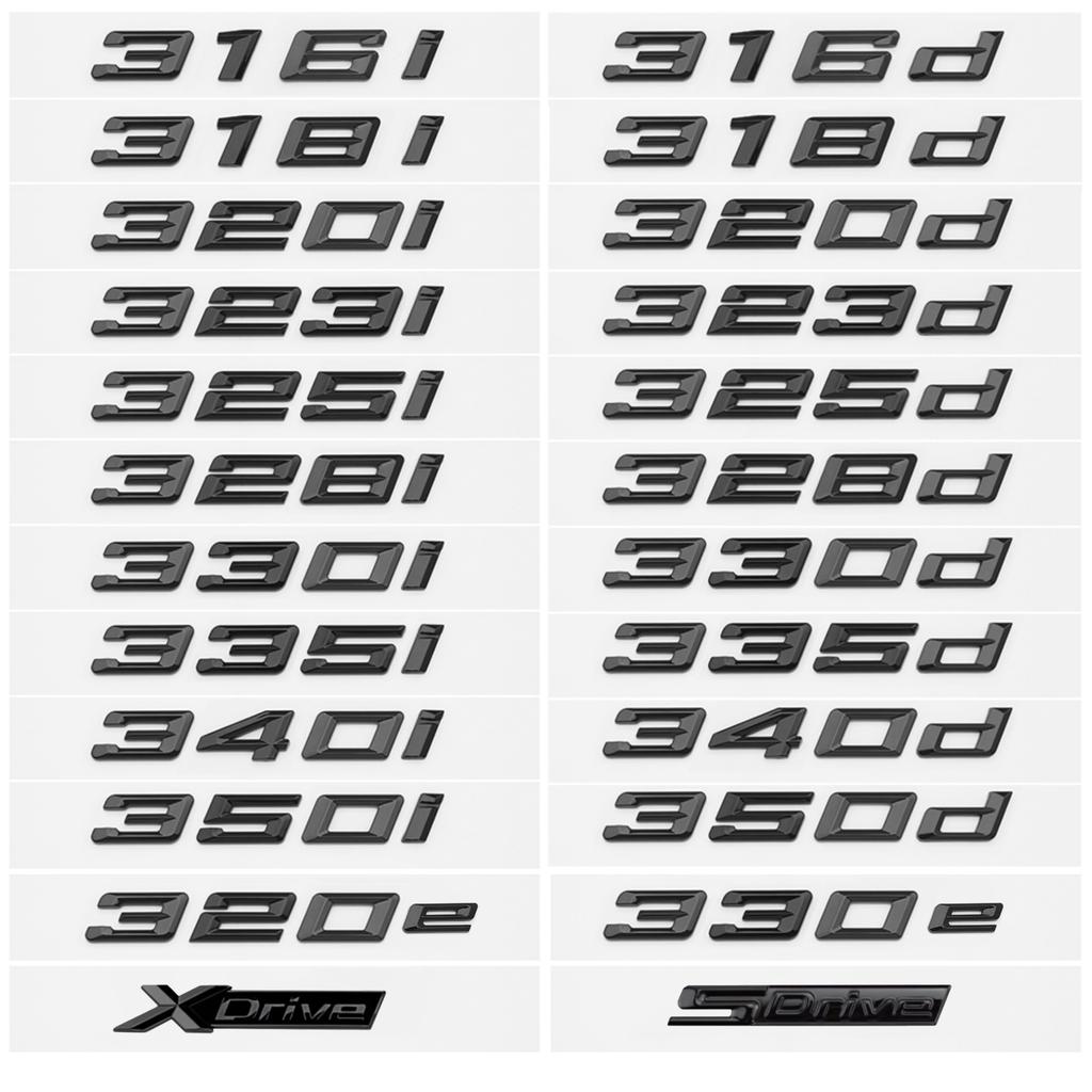 3D Glänzend Schwarz 320i 320d 320e 325d 328d 330i 330d 330e 335d 340d Emblem Aufkleber für BMW Serie 3 E90 E91 E92 F30 F31 F34 G20 G21