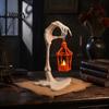 Spooky Bone Candle Light Skeleton Arm Lantern, 3D Printed Halloween Hand Holding Up Lantern with LED for Indoor Home Tabletop Decor, Haunted