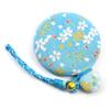 Floral Crepe Compact Round Japanese Kimono Crepe Mirror, Mirror, Pattern, (sky Blue)