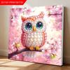Rosa Eule Voll 5D DIY Perlen Edelstein Kunst Diamant Malerei Kits für Erwachsene/Anfänger Geschenkidee Heimdekoration 11,81x11,81 Zoll