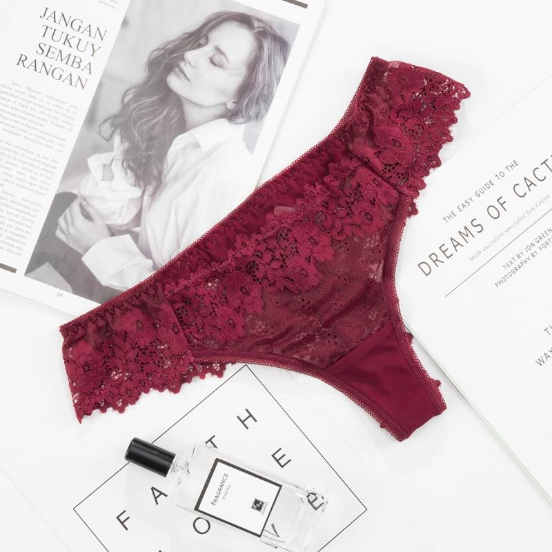 

Кружевные женские стринги прозрачные сексуальные трусики женское интимное нижнее белье с низкой посадкой Т-образные трусики XL вино красного