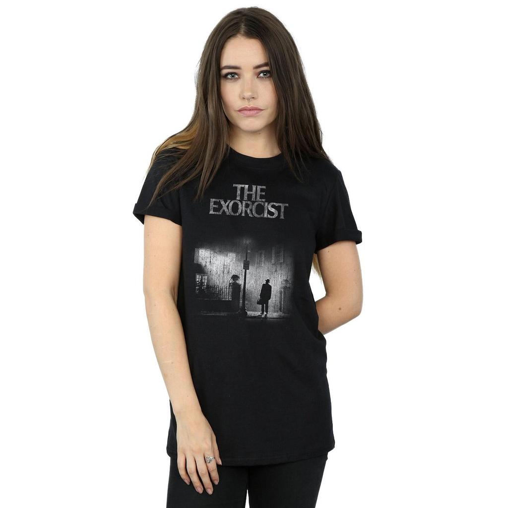 The Exorcist Womens/Ladies Mono Distressed Poster Cotton Boyfriend T-Shirt