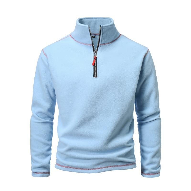 Fleece Jacket for Men, Polar Fleece Turtleneck Thermal Sweatshirt, Autumn and Winter Double-sided Fleece Pullover Color Zipper Jacket