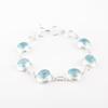 Natural Sky Blue Topaz Gemstone 925 Sterling Silver Jewelry Handcrafted Bracelet RB-13-4