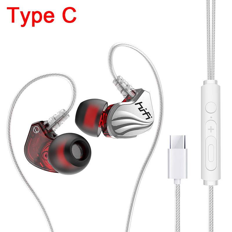 6D Surround Sound Type C&3.5mm Wired Headphones in-Ear Earphones Waterproof Sports Gaming Headsets Handfree Earbuds for Samsung