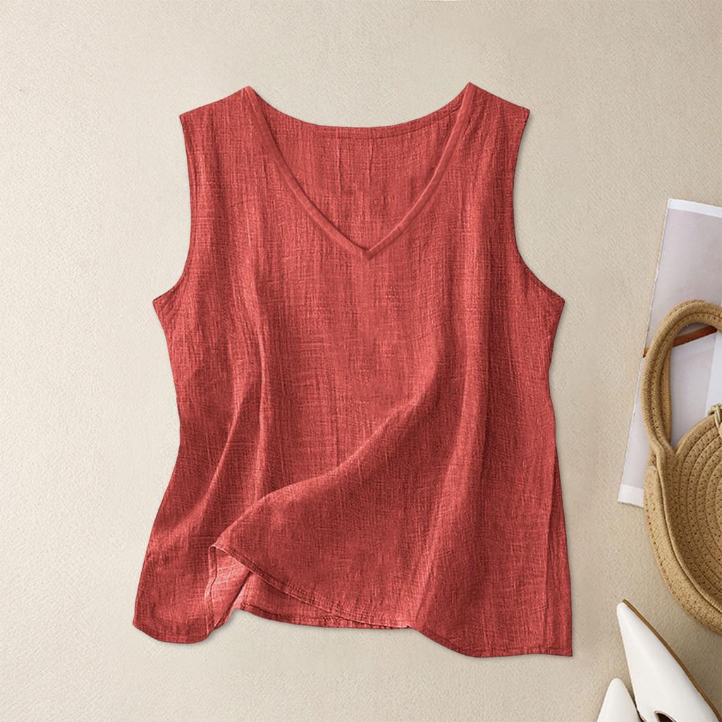 Sleeveless V Neck Tank Top for Women Lightweight Casual Loose Fit Summer Blouse Soft Breathable Fabric