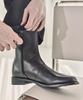 Customade Daniel Cowhide Square Toe Zipper Boots 4Cm (Cr0086Bk)