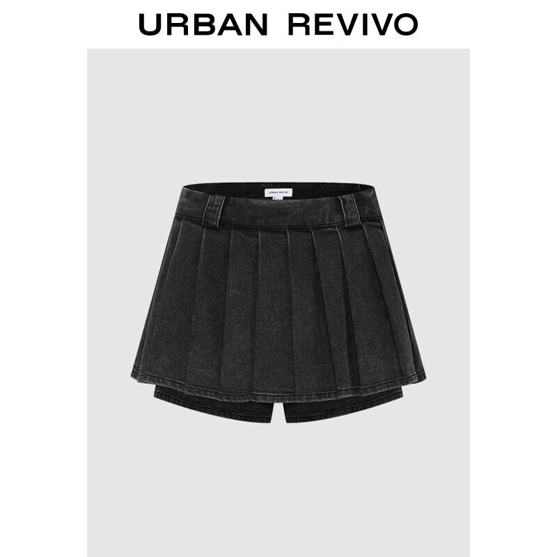 UR2026 Women s Pleated Washed Denim Skort 29