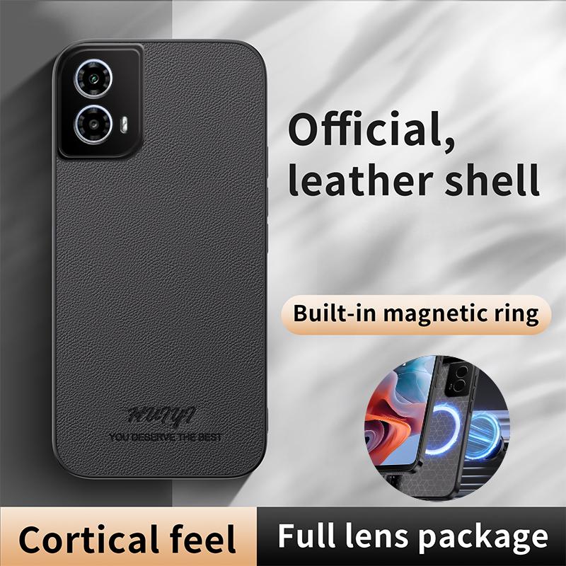 Luxury Business Leather Soft Frame Magnetic Cover For Motorola Moto G34 G45 MotoG34 MotoG45 Phone Cases Capa