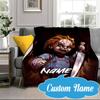 Custom Name Chucky's Bloody Tale Blanket bed sofa Blanket Flannel Blanket for Camping, Hiking, Picnic Essentials,gift for Fan family
