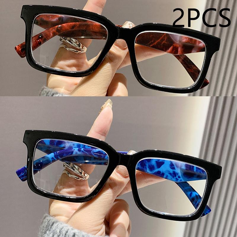 1/2/3PCS Anti Blue Light Reading Glasses Trendy Square Frame For Men Women Spring Large Frame 2225