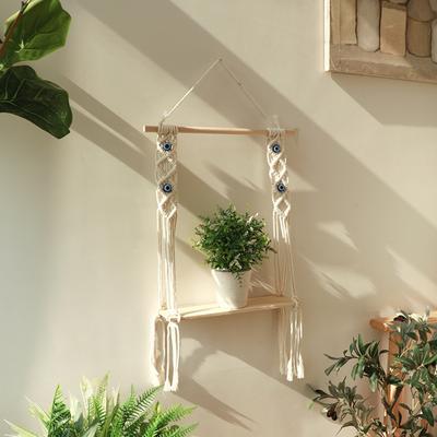 Estilo Ins Estante de Cocina de Madera Accesorios de Baño Bohemios Decoración para Colgar en Puertas y Paredes Estantes de Pared con Colgante de Flores Decoraciones para el Hogar