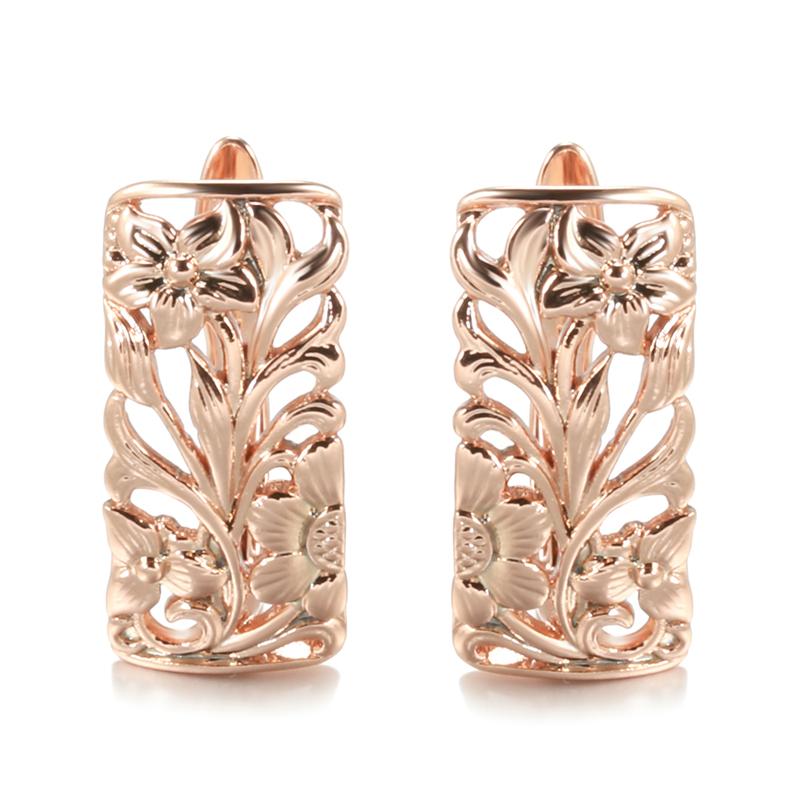 Kinel Rose Gold Color Flower English Earrings For Women