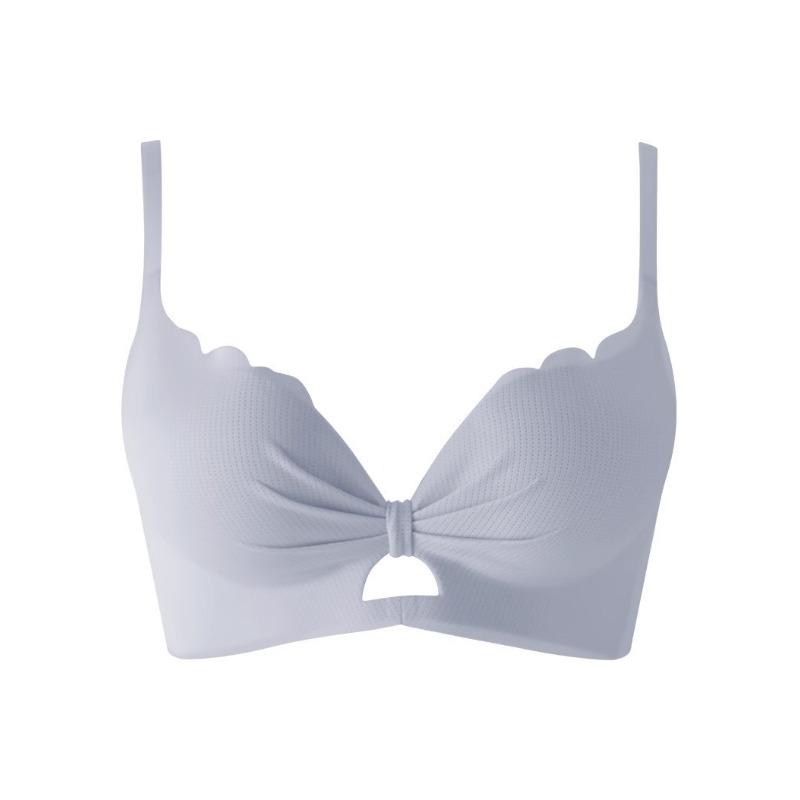 V-Neck Push-Up Bra With Bow Detail And Scalloped Lace