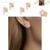 Elegant Alloy Flower Stud Earrings With Colorful Gemstones For Women