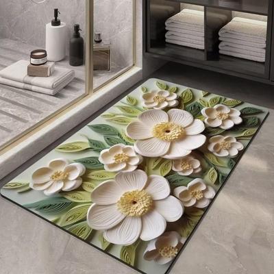 Badezimmer-Verdickungsmatte mit Kieselalgendruck, rutschfeste Badteppiche im Waschbecken, Badewannen-Seitenbodenteppich, Duschraum-Fußmatte, Memory Foam-3D-Pad