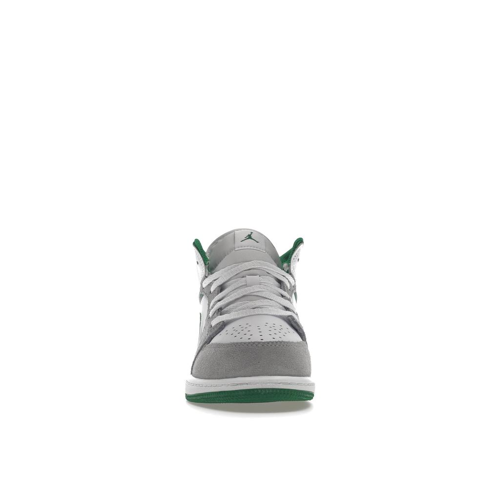 Air Jordan 1 Mid SE PS Grey Pine Green Kids Sneakers White Light-Smoke-Grey DC7249-103