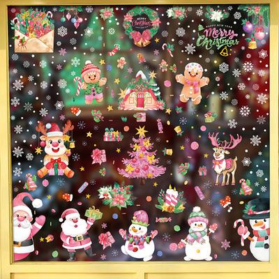 Αφαιρούμενο Χριστουγεννιάτικο Στατικό Αυτοκόλλητο Pvc Άγιος Βασίλης Αυτοκόλλητα Παραθύρου Ομορφαίνουν Νιφάδες Αυτοκόλλητα Τοίχου Πάρτι Πρωτοχρονιάς Διακόσμηση Τζαμιών