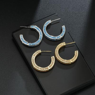 Temperament Earrings Fashion Light Luxury High Sense Earrings Zircon Circle Stud Earrings