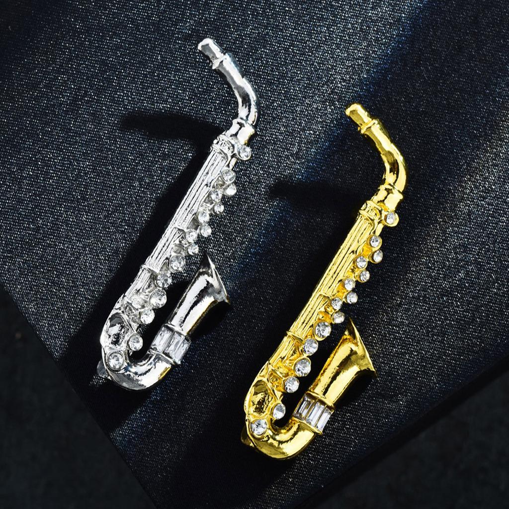Vintage Lapel Pin Brooch Saxophone Women Brooch Pins Jewelry French Brooch Saxophone Pins Elegant Collar