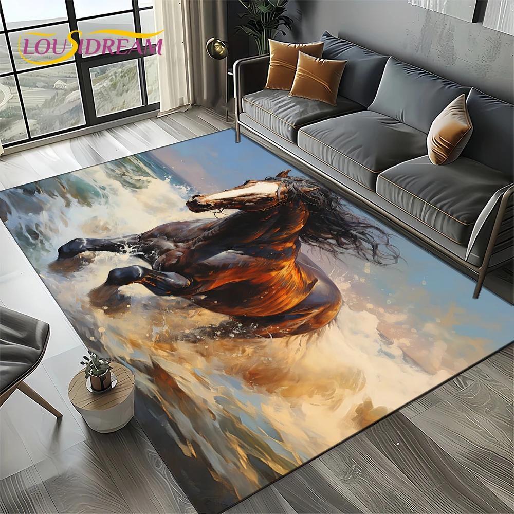 27 Style Horse Pentium Gallant Steed Animal Carpet Rug for Living Room Bedroom Home Sofa Decoration,Area Rug Non-slip Floor Mat