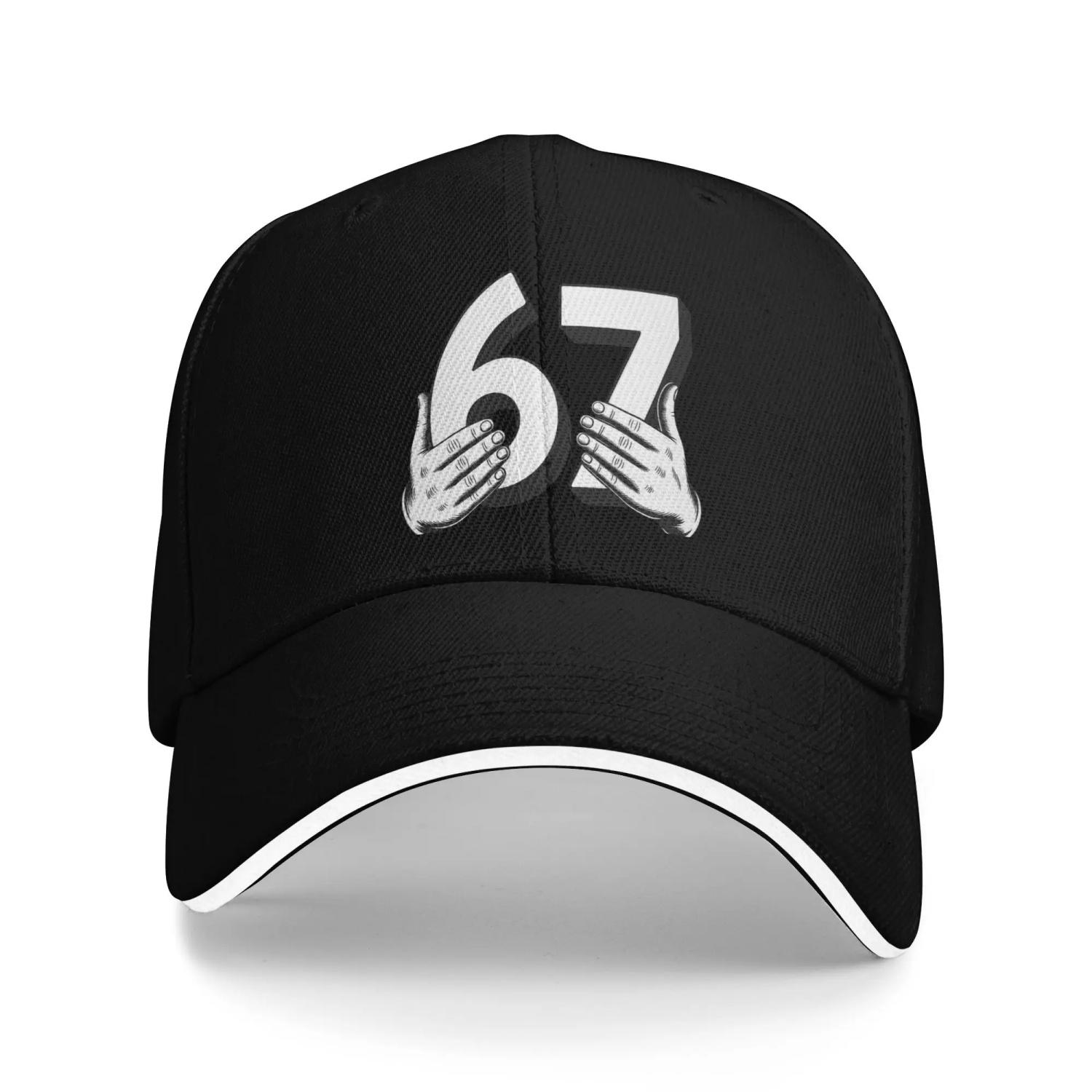 67 Hands Meme Number 67 Graphic Funny Six Seven Design Sun Baseball Cap Summer Men Women Design Trucker Hat Sunscreen Streetwear Adjustable