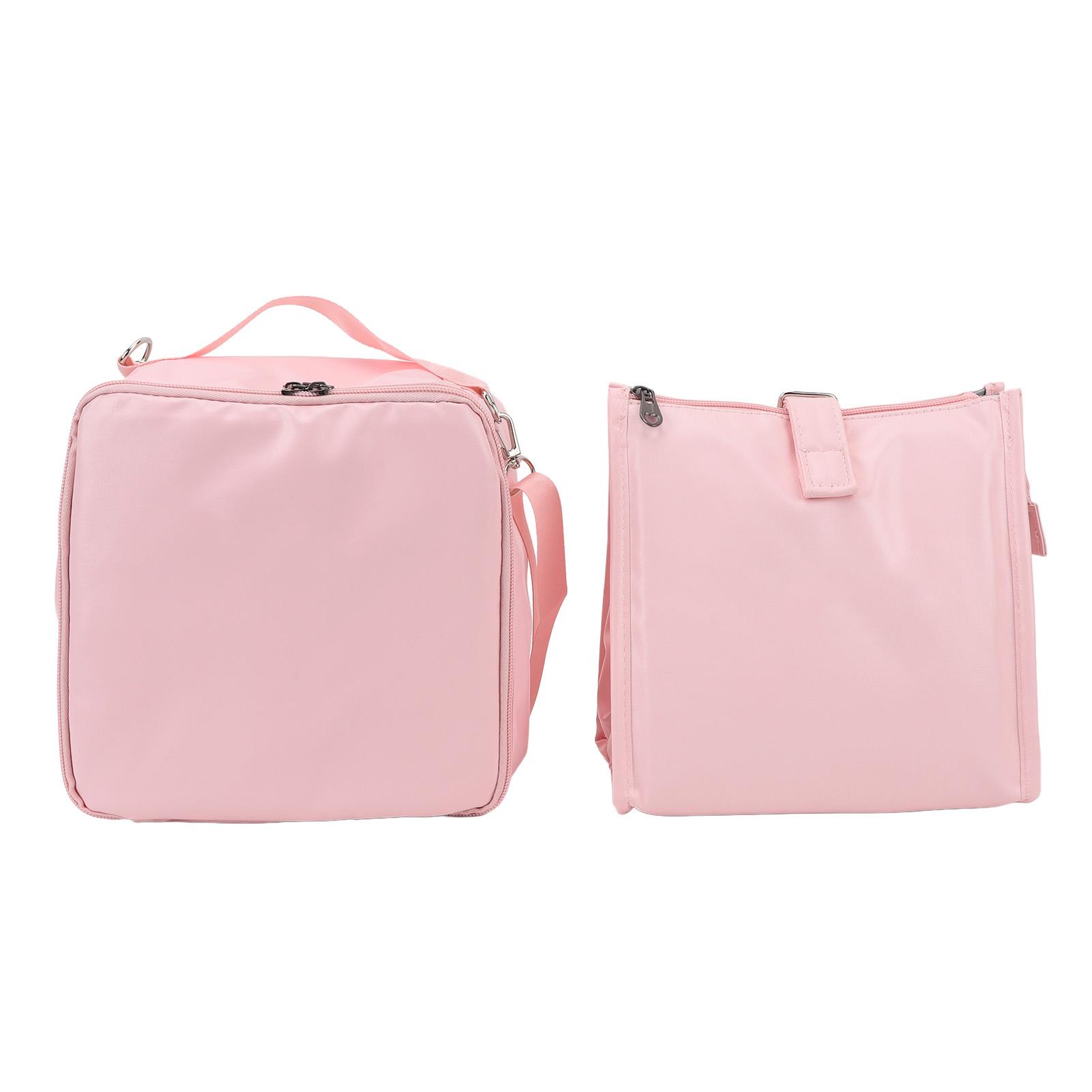 

2 Pieces Insulated Lunch Bags PU PVC Waterproof Reusable Leakproof Large Capacity Lunch Handbag with Shoudler Strap Pink
