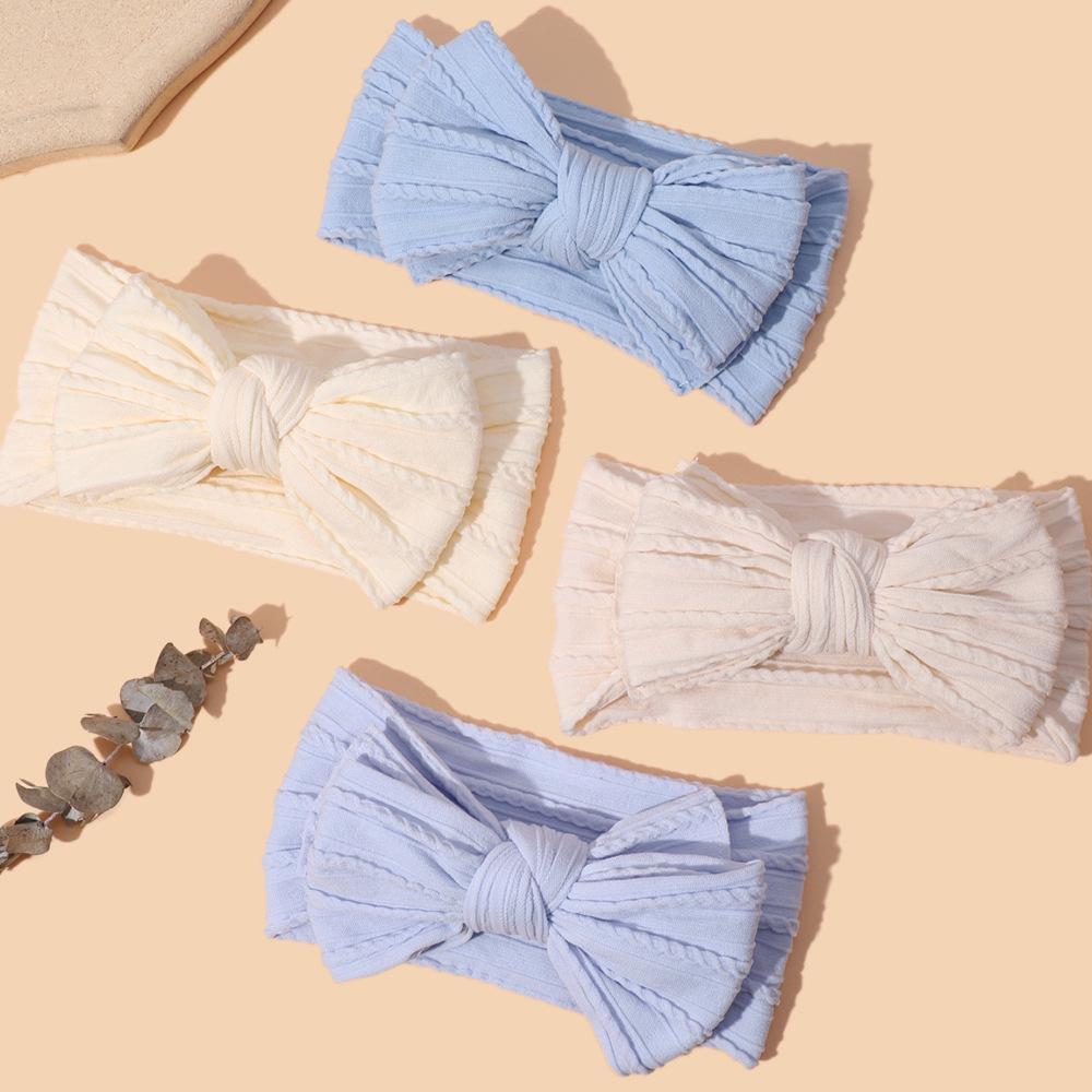 

European & American Children s Double-Layer Bow Headband - Soft Nylon Infant Fontanel Protection