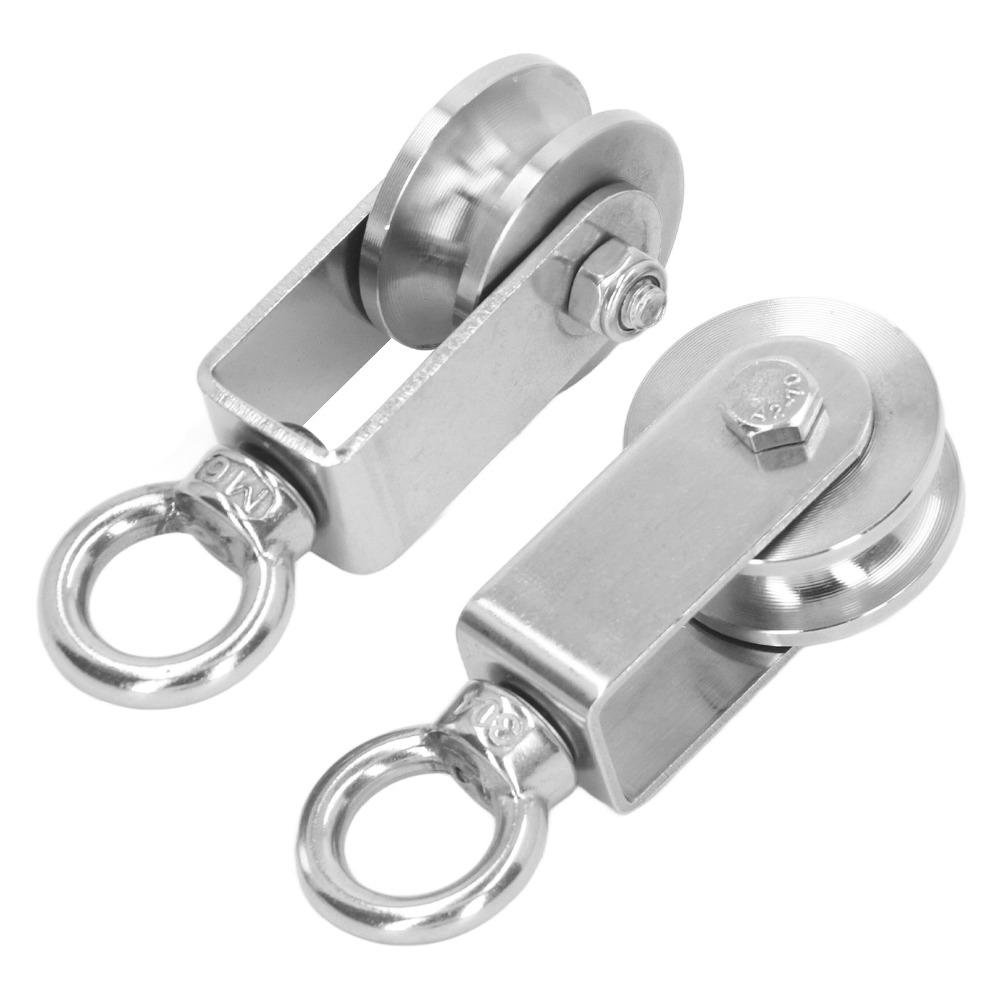 2pcs Dual Bearings Cable Pulley Wheel 304 Stainless Steel Rope Pulley Roller Home Gym
