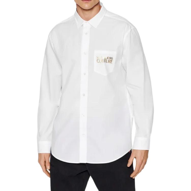 VERSACE JEANS COUTURE Shirts Men's White Pointed Collar Moderate Shirt 72GAL2R5-CN002-003
