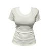 Summer Must-have Front Shoulder Slim and Thin Short-sleeved T-shirt Women's Pure Cotton V-neck Slightly Fat Mm Waist Top Small Ins