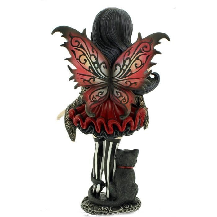 Jouet - Fille fée gothic noir et rouge avec chat - Mixte - A partir de 3 ans