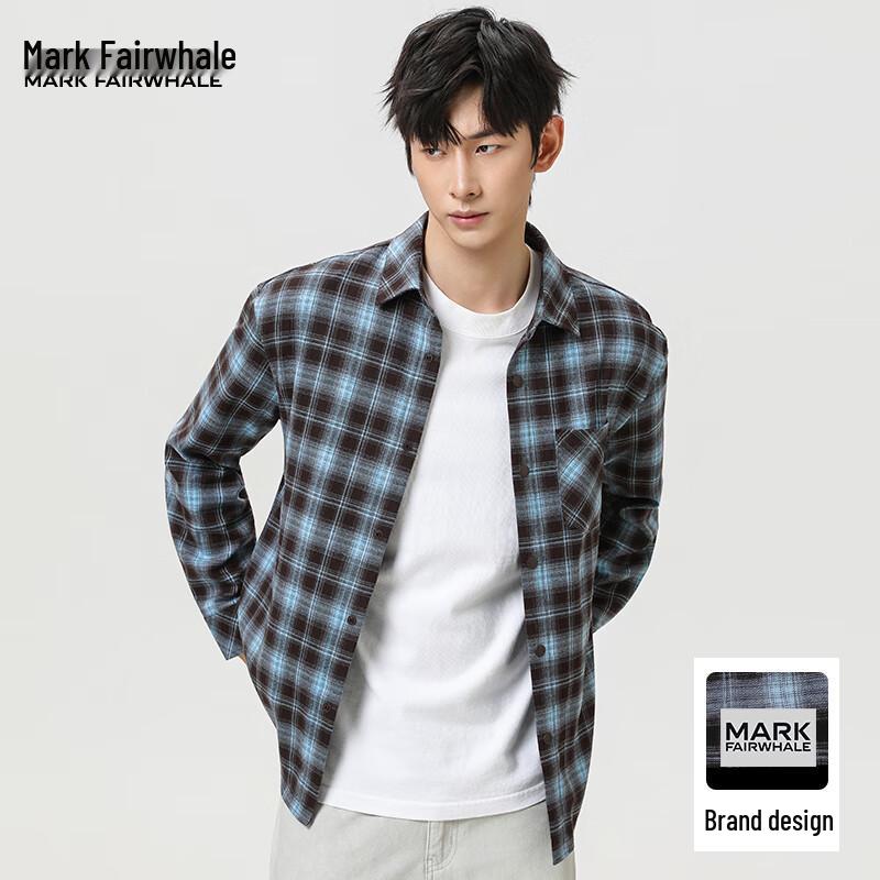 Mark Fairwhale Men's American Flannel Plaid Long Sleeve Shirt