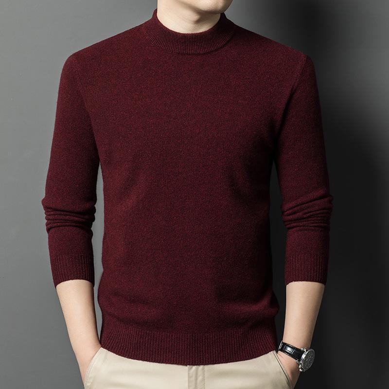 Men's Sweater High-end Casual Semi-turtleneck Winter Bottoming Knitted Sweater Sweater