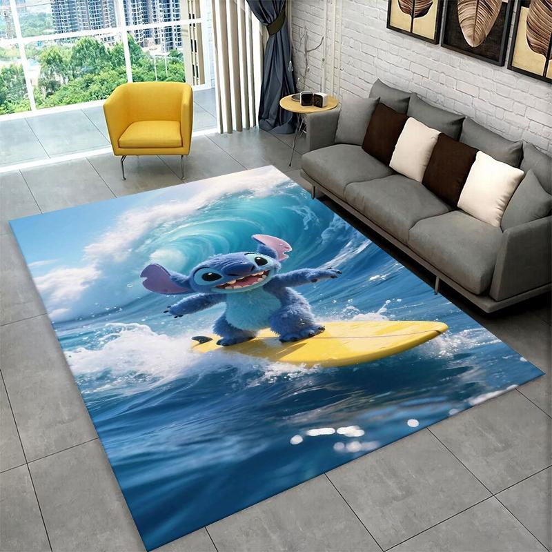 MINISO Stitch Angel Cartoon Carpet Rug for Playroom Bedroom Living Room Sofa Home Decor,kids Game Area Rug Non-slip Floor Mat