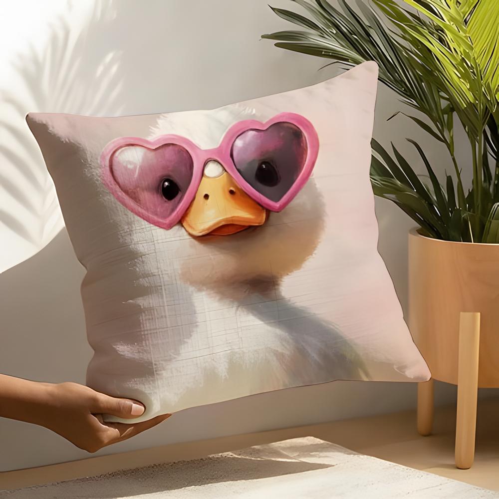 2 Funny And Cheerful Duck Pattern Pillow Case Home Living Room Decoration Linen Pillowcover Pillow Cases Cushion Cover