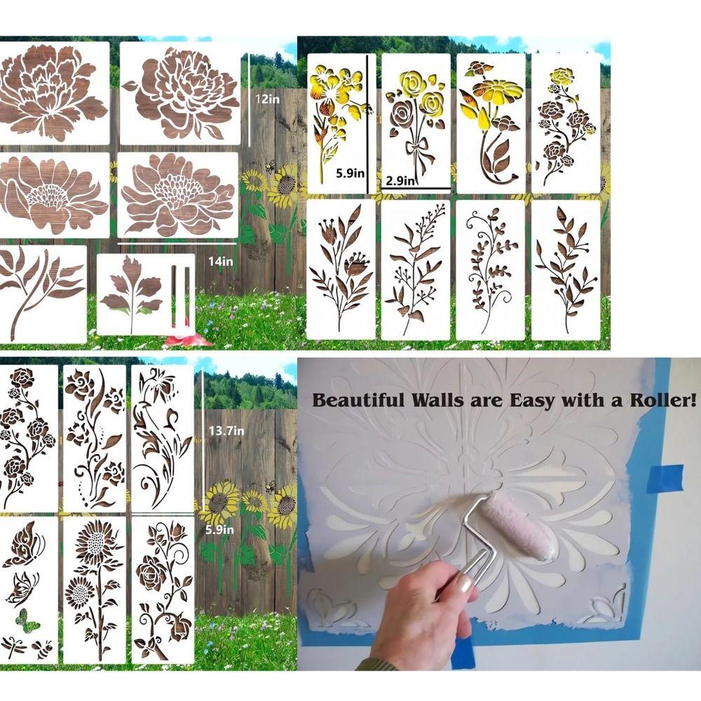 PET Graffiti Samolepky Kreativní Malované Samolepky Šablona Nové Květinové Šablony