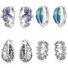 925 Silber Schöne Lila Blumen Ohrringe Schmuck Vielseitige Creolen Für Frauen Schmuck Geburtstagsparty Geschenke