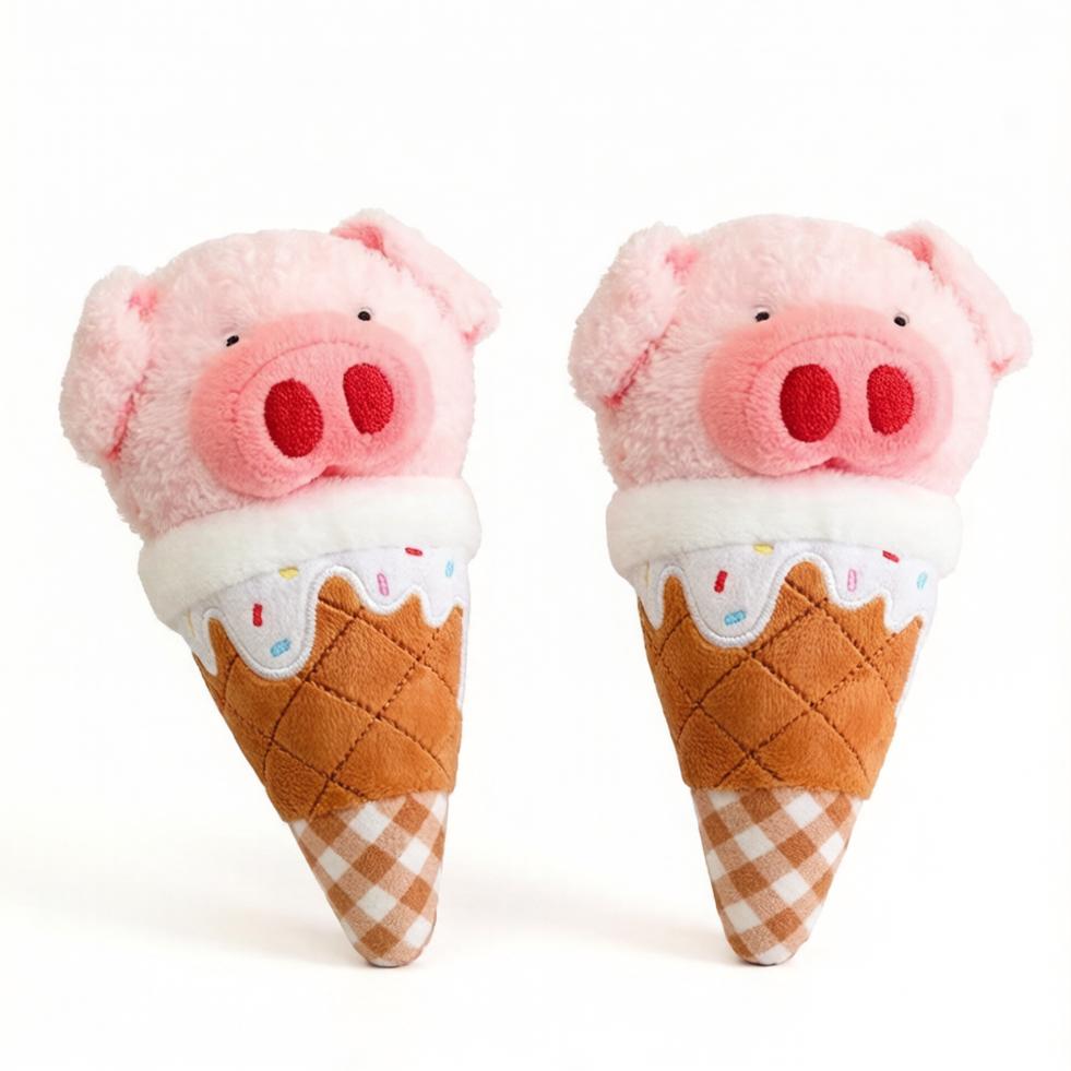 18Cm Animal Ice Cream Cone Plush Toy Kawaii Summer Snack Food Plushie Pig Rabbit Panda Lamb Bear Prop Gift