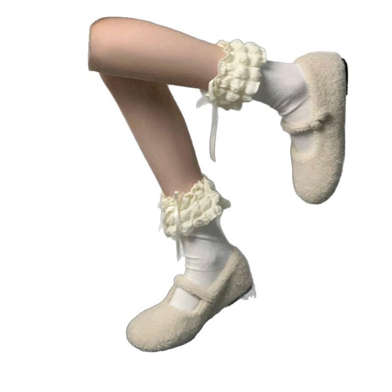 Mary Jane Women's Furry Velvet Flat Shoes - 2025 Autumn/Winter Korean Style