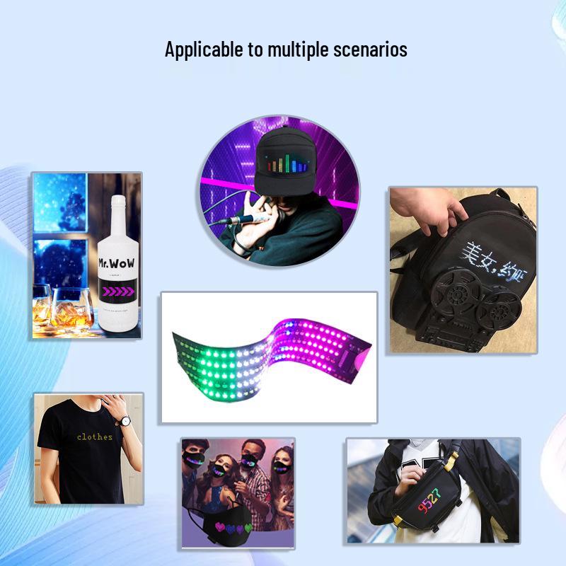 Ultra-Thin Flexible LED Screen: 12x48 Pixel Bluetooth Text Display for Shoes & Bags