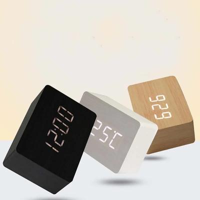LED-Wecker aus Holz, Tischuhr, Sprachsteuerung, digital, Holz, Despertador, elektronischer Desktop, USB/AAA-betriebene Uhren, Tischdekoration