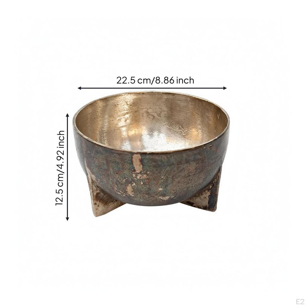 Aluminum Bowl with Feet Textured Flower Planter Elegant for Entryway