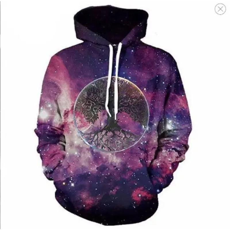Unisex Hoodies & Sweatshirts 3D Beautiful Starry Sky Pattern Fashionable Adult Long Sleeve Hoodie