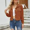 Women's Fashion Solid Color Cropped Ladies Jacket Corduroy Lapel Jacket
