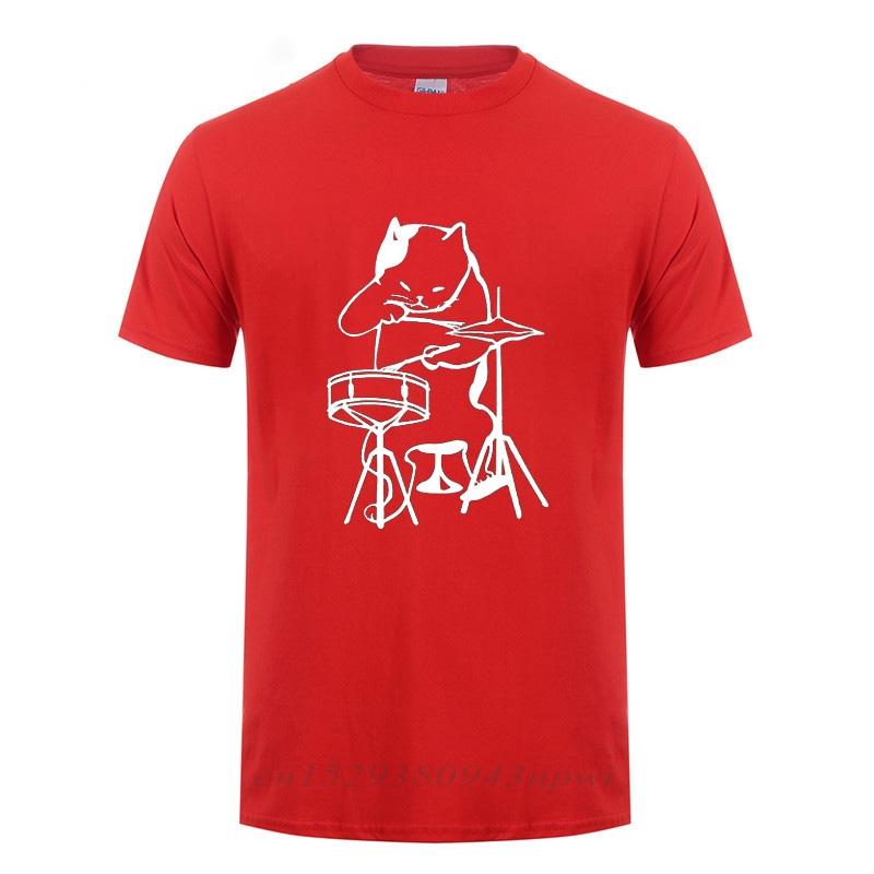 

The Musician Cat Playing Drums TShirt Funny Birthday Gifts For Men Male Drummer Cat lover Cool Cotton T Shirt Hip Hop Tshirt S