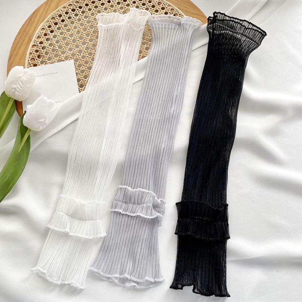 Thin Sunscreen Arm Covers Elastic Cycling Gloves Sweet Ice Silk Arm Sleeves  Summer