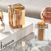 1PC Luxury Crystal Glass Toothpick Box Barrel Home Dining Table Hotel Cotton Swab Dental Floss Storage Box Jar Clear Glass Container