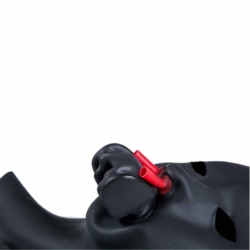 Maske for SM Open Latex Restraint Full for Menn og Inkluderer Knebel og Restriksjon Voksenfest Glidelåslukking Fullhodelek, Øyne, Maske, Hodeplagg, Ansikt,